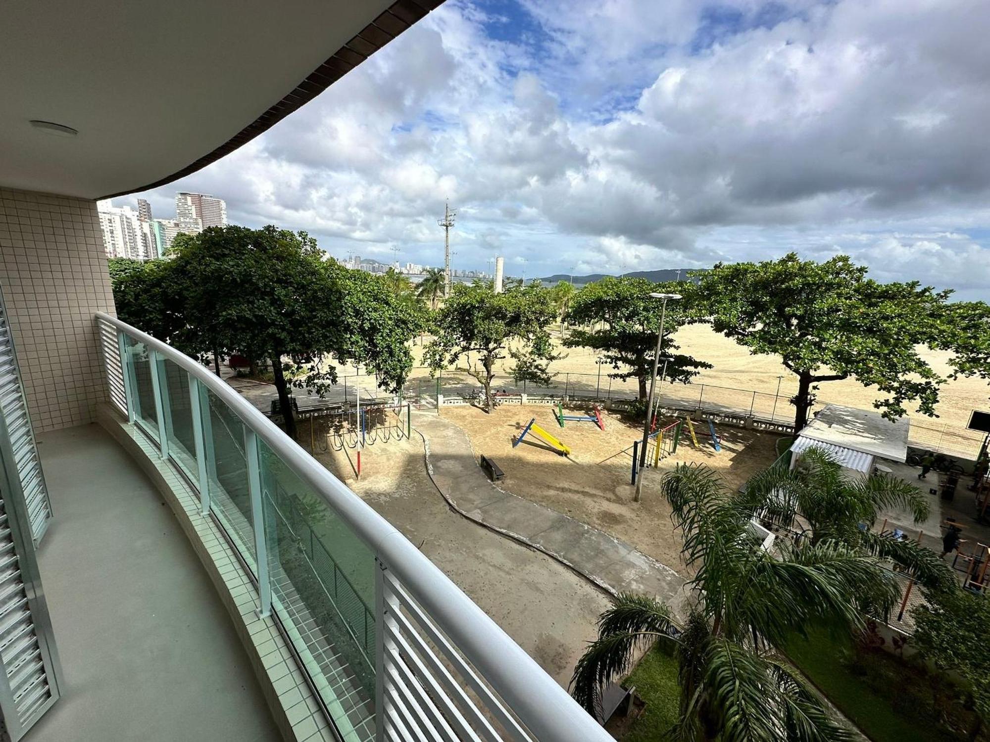 산토스 Ap Pe Na Areia Vista Parcial Mar 아파트 외부 사진