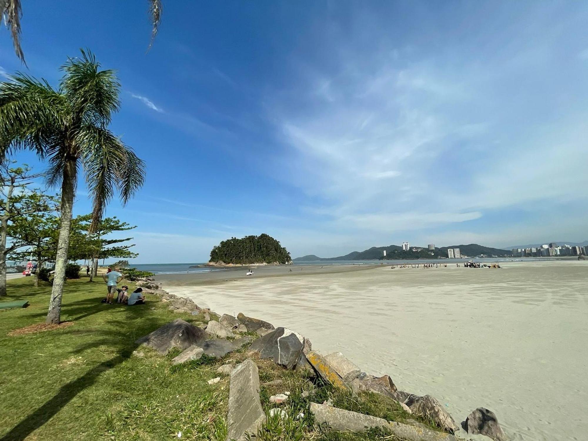 산토스 Ap Pe Na Areia Vista Parcial Mar 아파트 외부 사진
