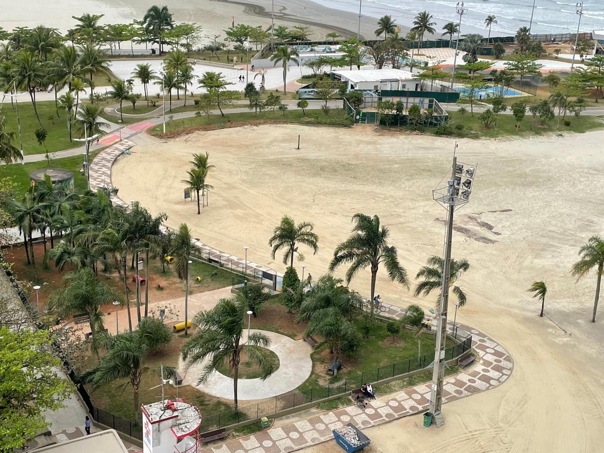 산토스 Ap Pe Na Areia Vista Parcial Mar 아파트 외부 사진