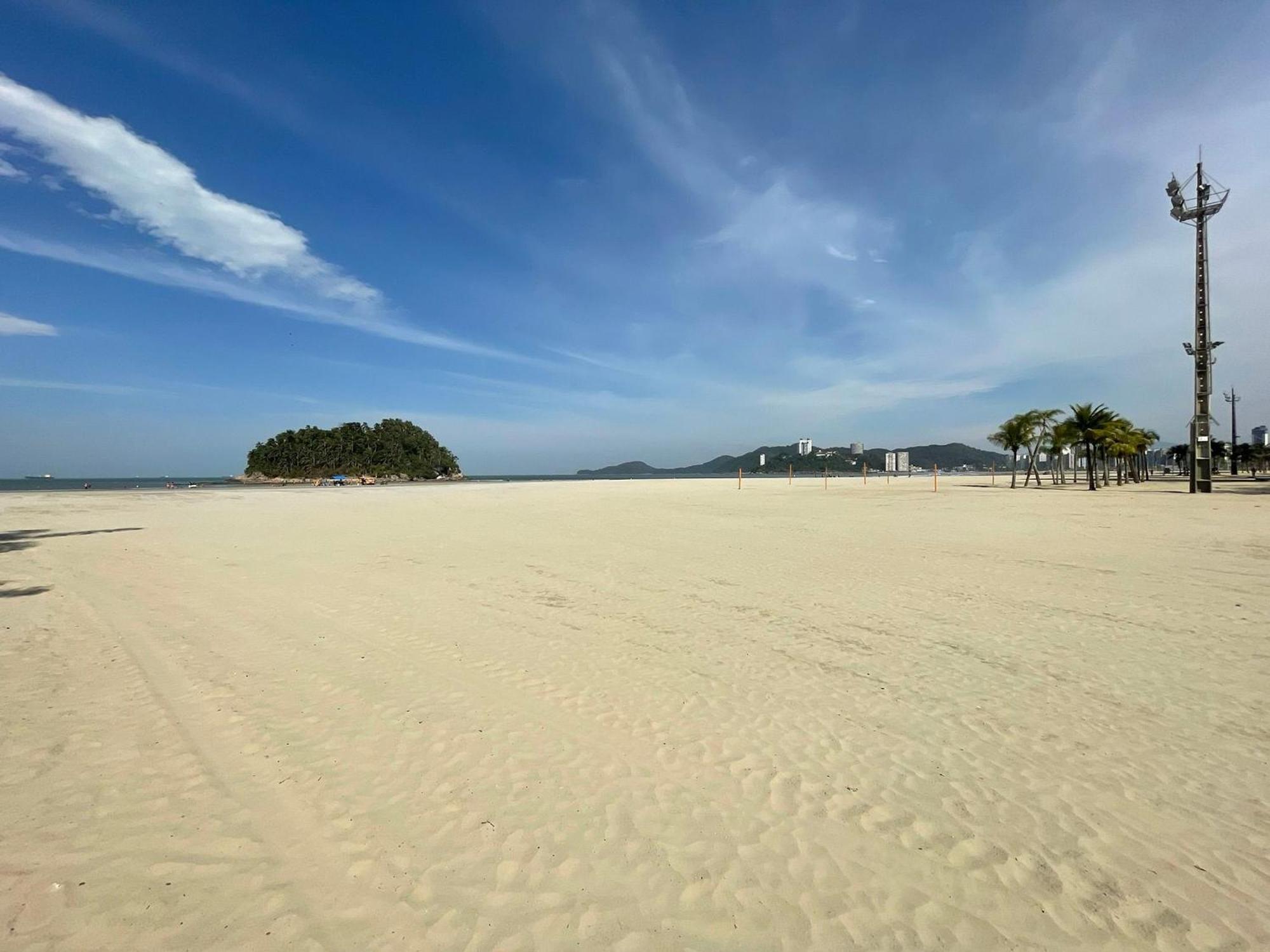 산토스 Ap Pe Na Areia Vista Parcial Mar 아파트 외부 사진