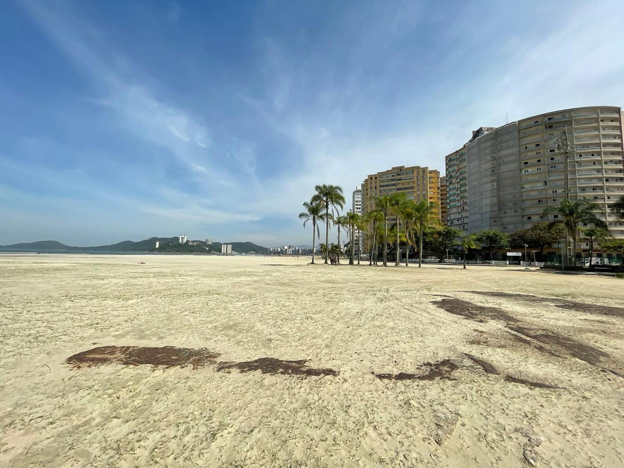 산토스 Ap Pe Na Areia Vista Parcial Mar 아파트 외부 사진