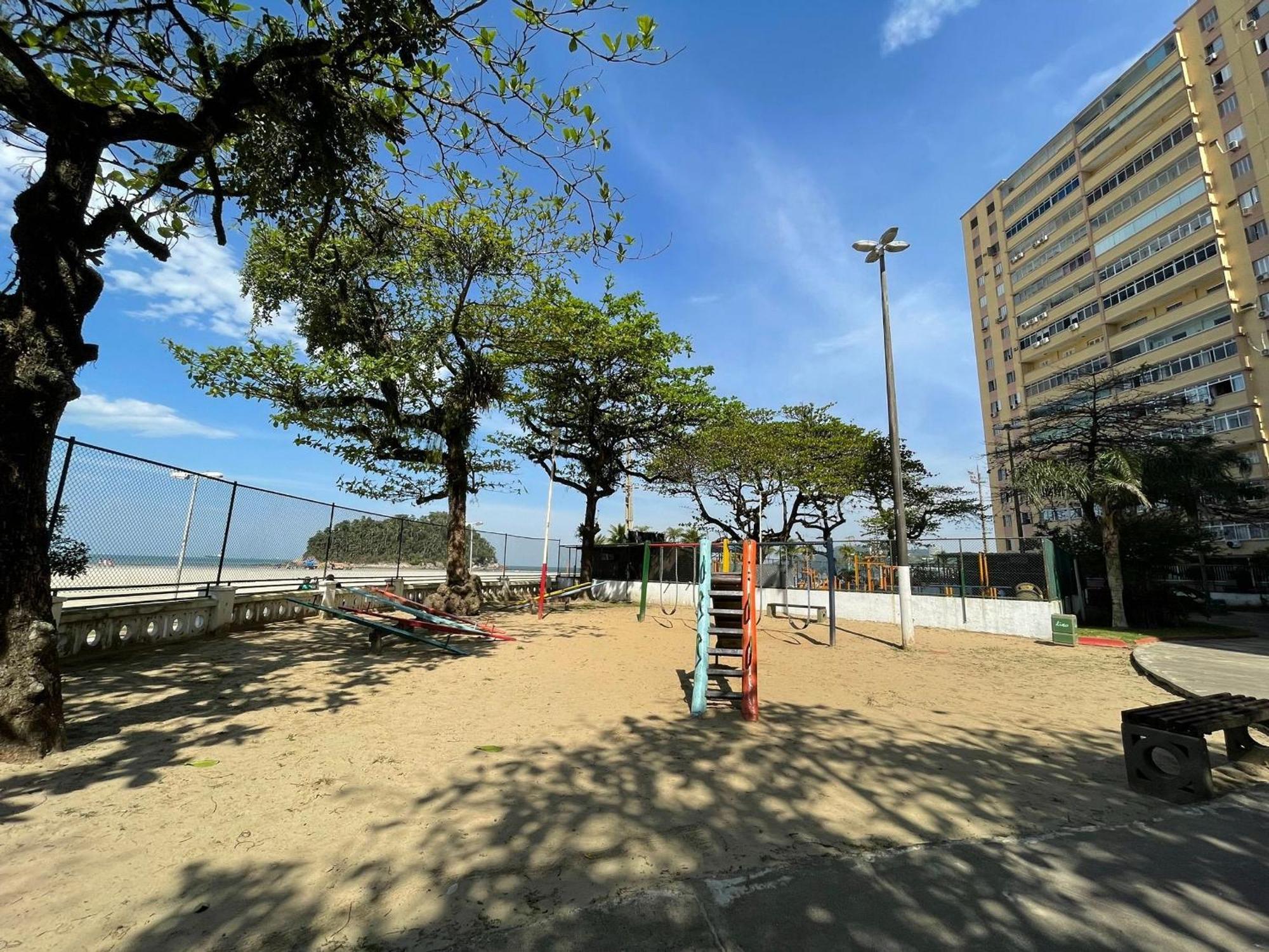 산토스 Ap Pe Na Areia Vista Parcial Mar 아파트 외부 사진